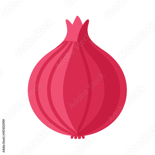 Vibrant pink onion flat design on stark black background