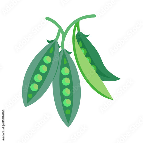 Stylized green pea pods vector design against black backdrop