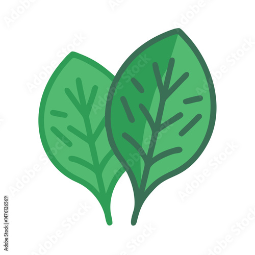 Stylized spinach leaves graphic design isolated on black background