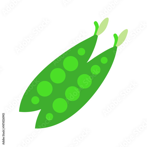 Two vibrant green pea pods isolated on black background