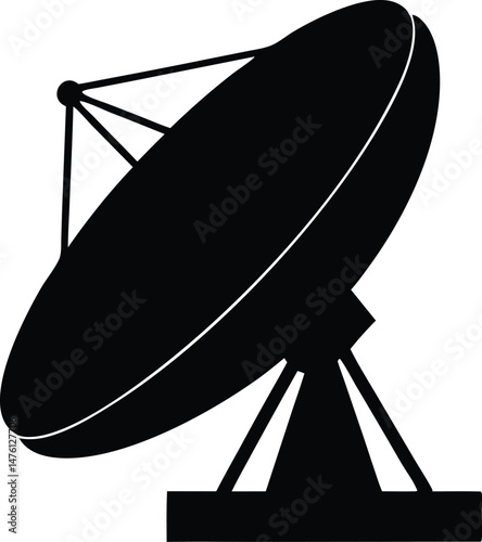 a military radar dish silhouette vector illustration, telecommunication and information vector 