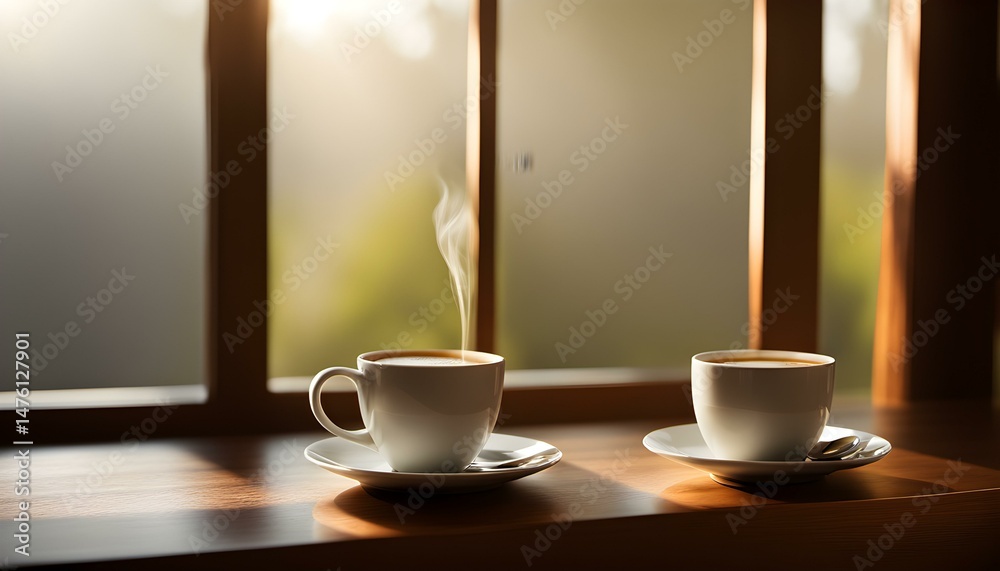 Obraz premium Morning's First Sip - SDXL Window Series