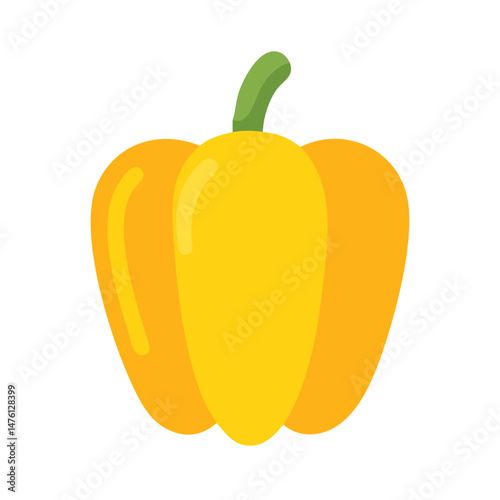 Vibrant yellow bell pepper on black background illustration