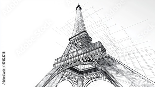 Wallpaper Mural Elegant Line Art of a European Tower with Subtle Curves and High Fidelity Design Torontodigital.ca