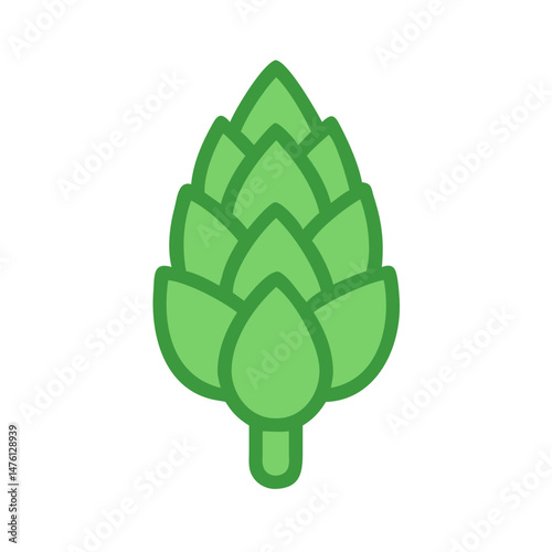 Green Hop Cone Icon on Black Background Stock Image
