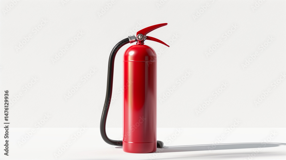 Obraz premium Red Fire Extinguisher on White Background Safety Equipment Illustration