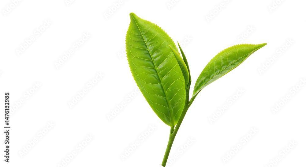 Obraz premium Green Tea Leaf Isolated on White