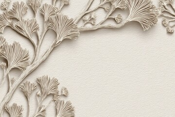Ornate, light beige floral design border.
