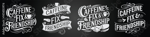 Creative Coffee Café Typography and Elegant Menu Art with Emblems