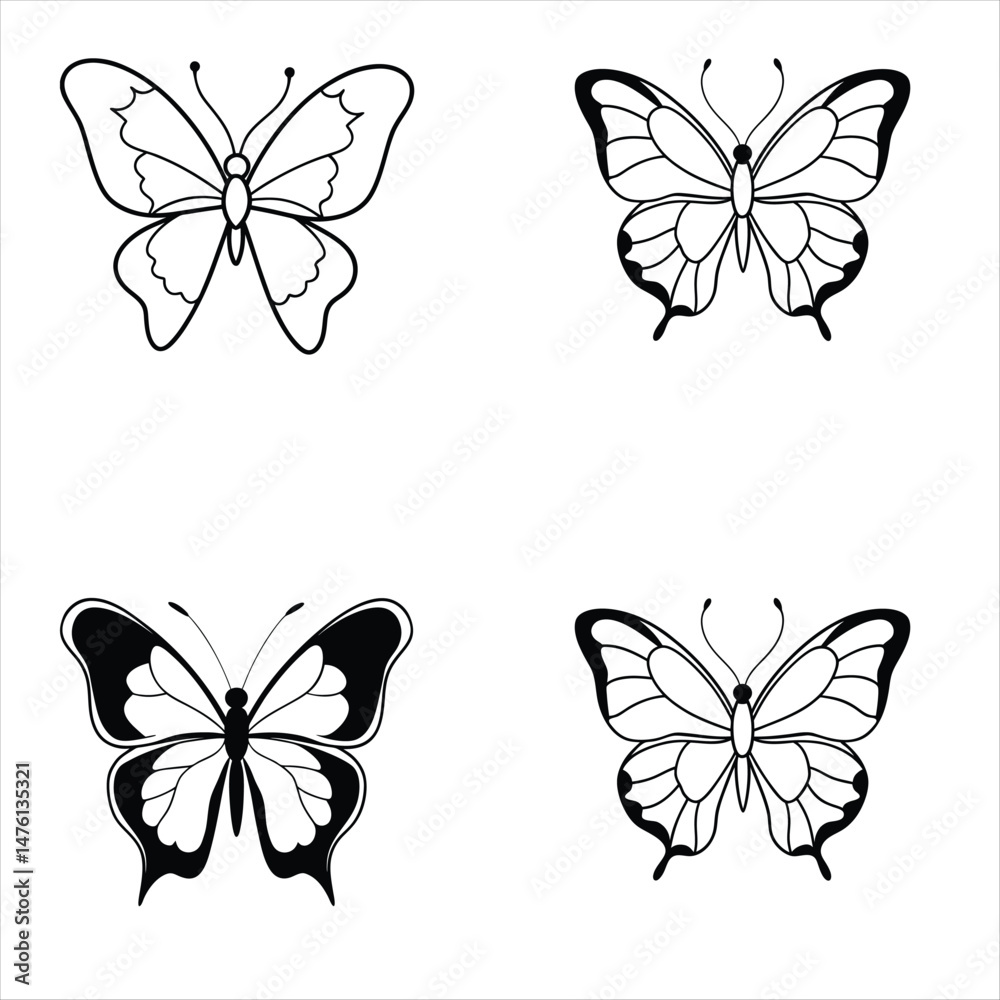set of butterflies set of butterflies