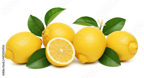 Wallpaper Mural Fresh Lemon Still Life with Leaf and Flower Torontodigital.ca