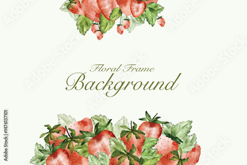 strawberry watercolor  floral frame background