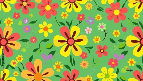 Wallpaper Mural Bright, cheerful floral pattern Seamless vector design, ideal for kids' fabrics, school, illustration Torontodigital.ca