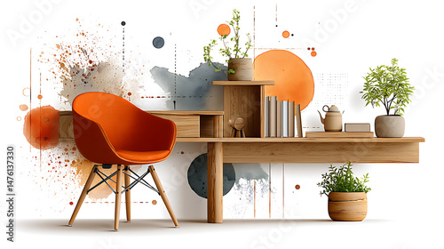 Stylish interior design modern office photography minimalist space eye-level creative home office inspiration