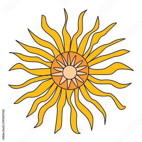 Psychedelic Retro Hippie Aesthetic Elements. Psychedelic vibes with bold colors and trippy shapes: smiling flowers, third eyes, mushrooms, and planets.