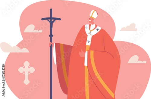 Catholic priest character vector illustration