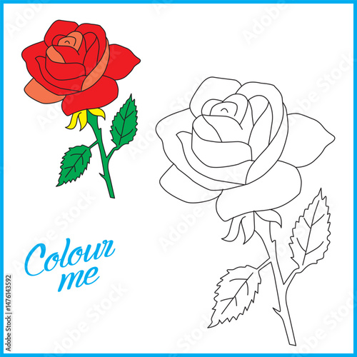 Rose Flower Coloring page , A To Z colouring Pictures