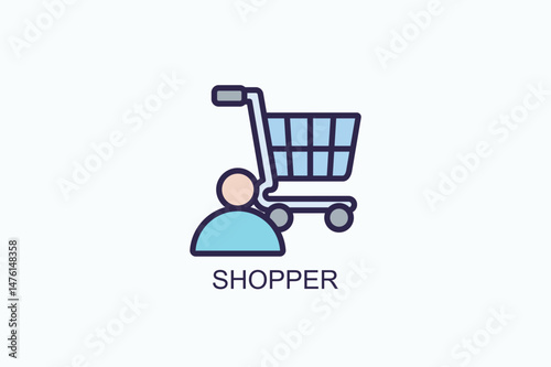 Shopper Icon Or Logo Isolated Vector Illustration