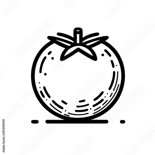 Fresh Tomato  Line Art Vector Illustration