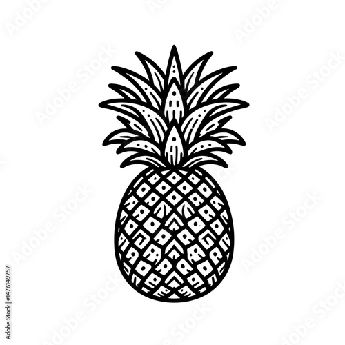 Ornate Pineapple Line Art  A Tropical Delight