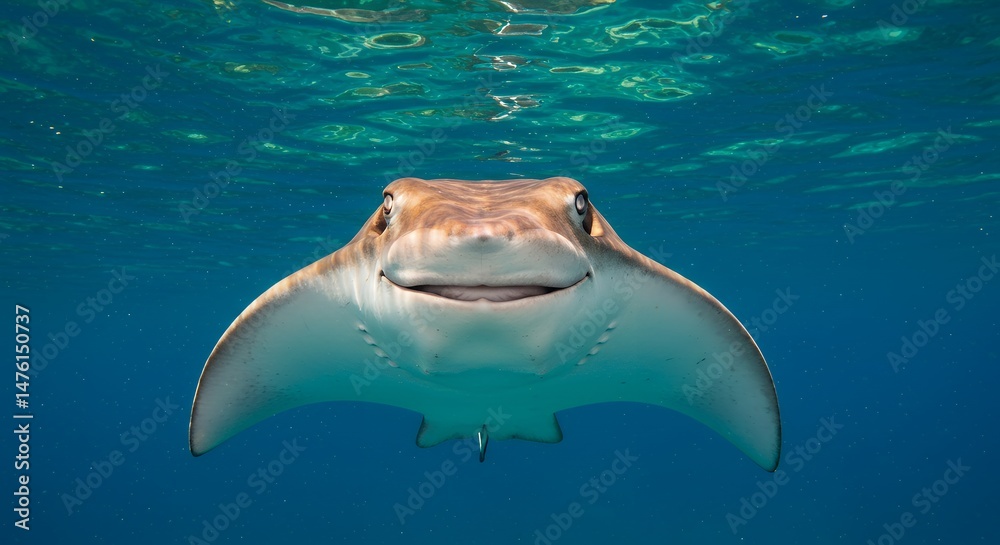 Fototapeta premium Smiling Ray Underwater View