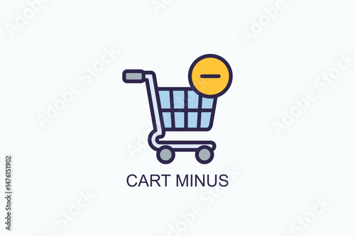 Cart Minus Icon Or Logo Isolated Vector Illustration