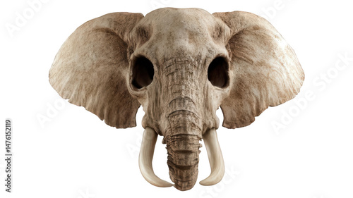 Realistic Elephant Skull Isolated on White Background