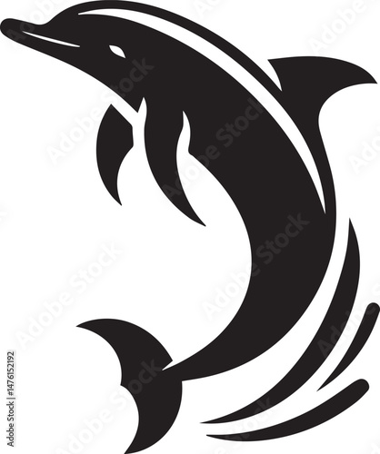 Jumping dolphin vector illustration on white background