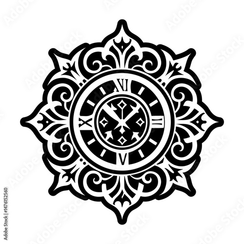 A glyph style icon of clock tattoo