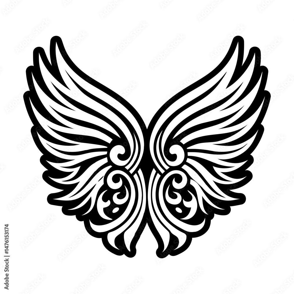Fototapeta premium A glyph style icon showing wings tattoo