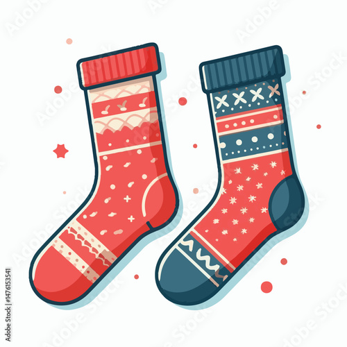 christmas, gift, stocking, winter, celebration, holiday, illustration, decoration, merry, present, festive, season, december, design, vector, greeting, background, happy, sock, red, xmas, ornament, pa