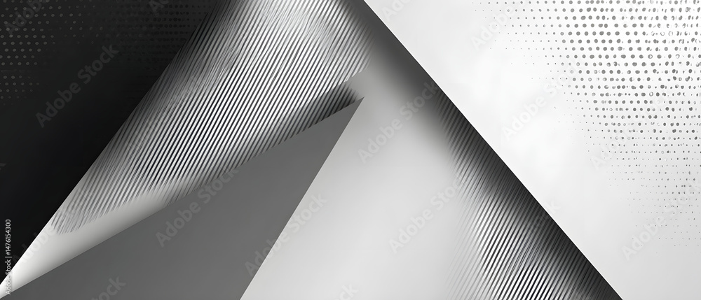 Modern black, white, and grey abstract geometric background with line and dot texture, versatile for website banners, digital advertisements, and high-impact print designs.