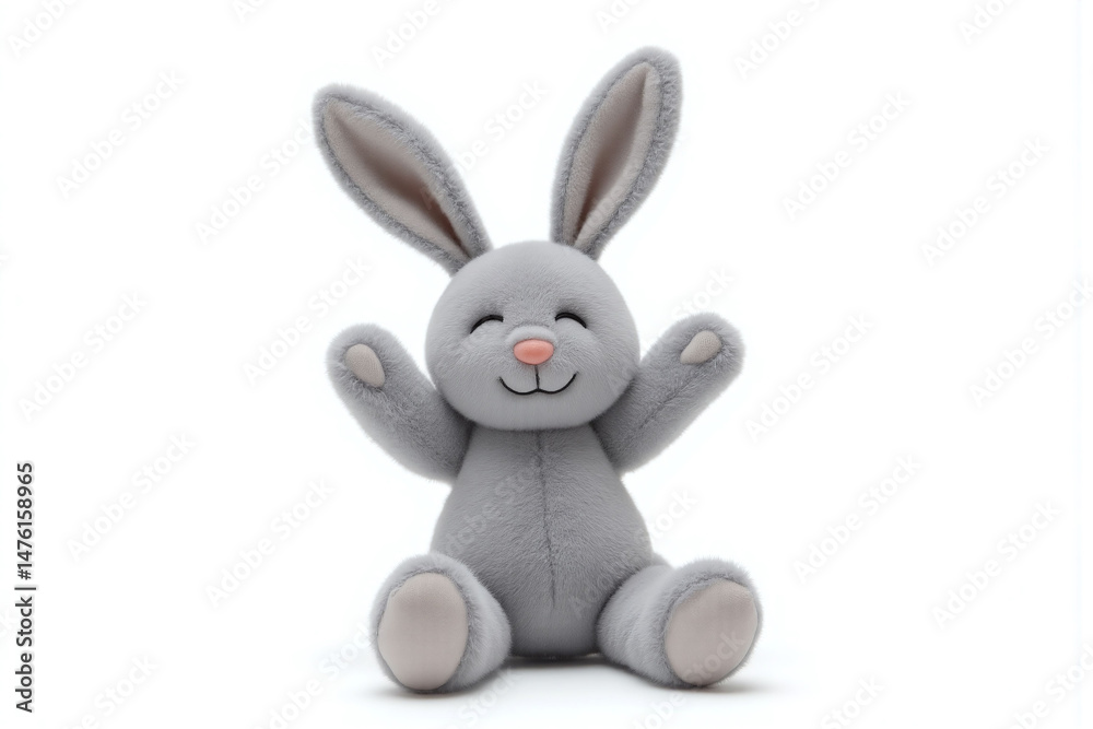 Obraz premium stuffed rabbit sitting on its hind legs with its arms outstretched