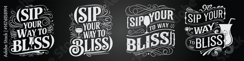 Coffee Café Blackboard Typography with Calligraphy and Café Branding
