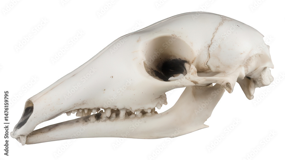 Fototapeta premium Realistic Skull of an Opossum Transparent Background