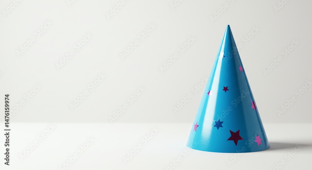 Fototapeta premium Blue Party Hat with Star Pattern