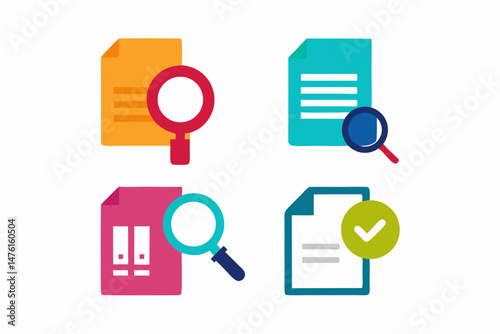 set of Searching Documents silhouette vector illustration
