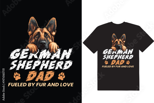 German Shepherd Dad T-Shirt Design Fueled by Fur and Love