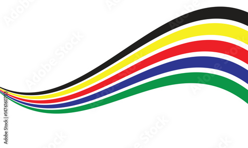  simple abstract graphic featuring multiple curved lines in red, green, blue, yellow, and navy blue colours hues against a clean white backdrop.