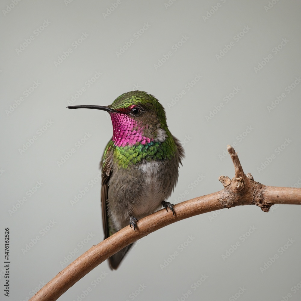Fototapeta premium Anna’s Hummingbird bird on piece of wood.