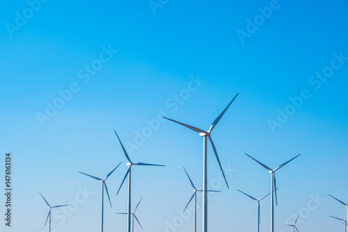 Wind farm on the mountain on blue sky day wind energy concept alternative energy Renewable energy	
