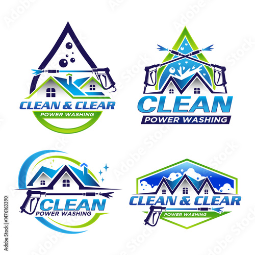 Professional Pressure Washing Logo Design Template.