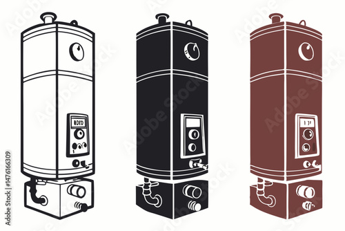 set of Boiler silhouette vector illustration