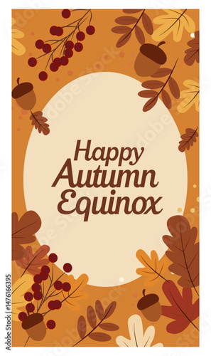 Happy Autumn Equinox Vertical Vector Illustration Set - Fall Story Graphics-02