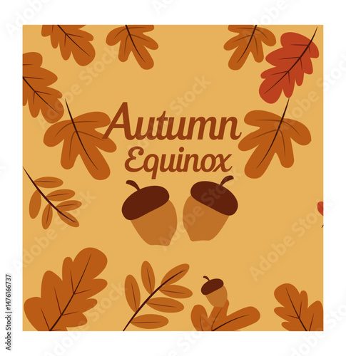 Happy Autumn Equinox Vector Square Illustration Set - Fall Graphics Pack-05