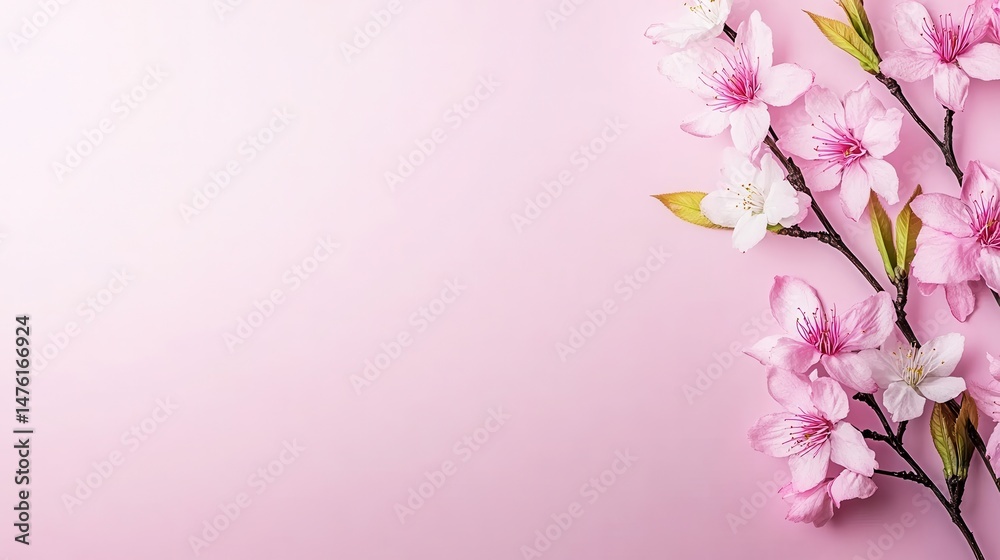 Fototapeta premium Delicate Pink Blossoms on Soft Pink Background