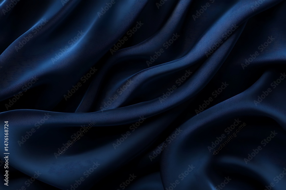 Fototapeta premium Smooth black satin and silk fabric create a luxurious and elegant backdrop with a soft, shiny texture, perfect for fashion or decoration