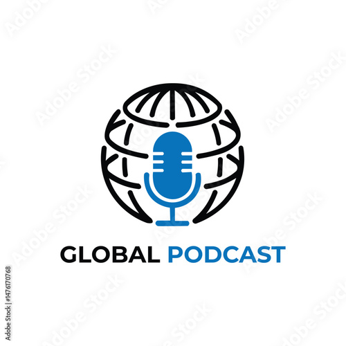  Modern Podcast Globe Logo Design Stock Vector