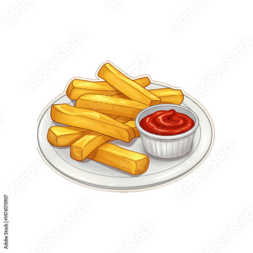 french fries and ketchup