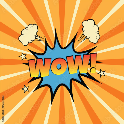 retro comic book wow explosion vector background design template
